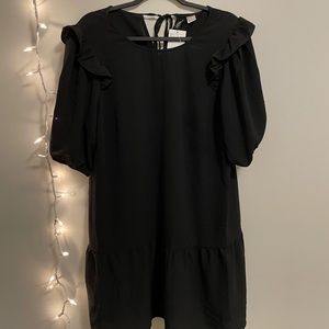 H&M Black Puff Sleeve Ruffle Dress